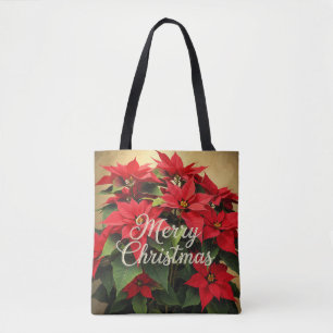 Prettig kerstfeest rode poinsettia's tote bag