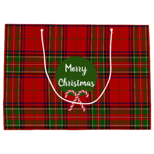 Prettig kerstfeest Rode Schotse ruit Suikerstokjes Groot Cadeauzakje