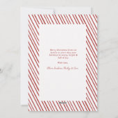 Prettig kerstfeest Rode Script Calligraphy Strepen Feestdagenkaart (Achterkant)