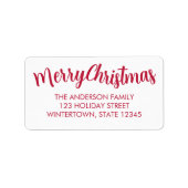Prettig kerstfeest Rode Script Retouradres Etiket (Voorkant)