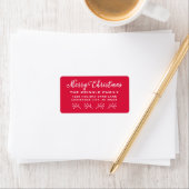 Prettig kerstfeest Rode Script Vakantiedaadres Etiket (Insitu)