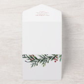 Prettig kerstfeest Rode Script Waterverf Vakantie All In One Uitnodiging (Buitenkant)
