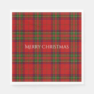 Prettig kerstfeest Rode Tartan Schotse ruit Servet