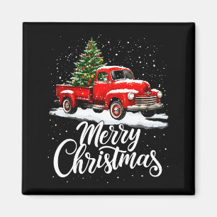 Prettig kerstfeest Rode Truck Familie Matching Ker Magneet