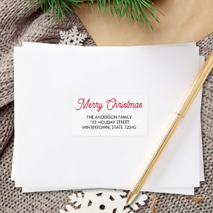 Prettig kerstfeest Rode typografie Retouradres Etiket