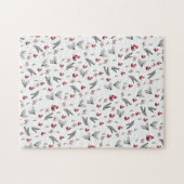 Prettig kerstfeest Rode Vogels Boog  Legpuzzel (Horizontaal)