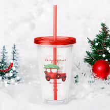 Prettig kerstfeest Rode vrachtwagen Acryl tumbler