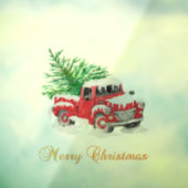 Prettig kerstfeest Rode vrachtwagen dennenboom Raamsticker (Vel 3)