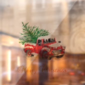 Prettig kerstfeest Rode vrachtwagen dennenboom Raamsticker (Vel 2)