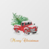 Prettig kerstfeest Rode vrachtwagen dennenboom Raamsticker (Vel)