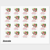 Prettig kerstfeest Rode waterverf groene monogram Vierkante Sticker (Vel)