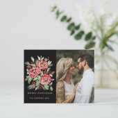 Prettig kerstfeest rode waterverfrozen foto feestdagenkaart (Staand voorkant)