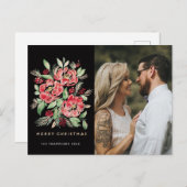 Prettig kerstfeest rode waterverfrozen foto feestdagenkaart (Voorkant / Achterkant)