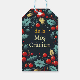 Prettig kerstfeest - Roemeens - Kerstman krans Cadeaulabel