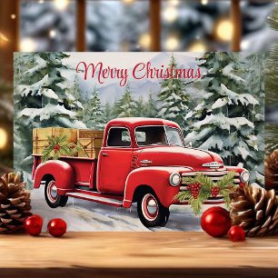 Prettig kerstfeest Roestig Oude Rode Truck Feestdagen Kaart
