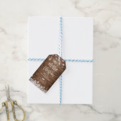 Prettig kerstfeest roestige slingerlichtjes sneeuw cadeaulabel (Met Touw)