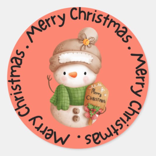 Prettig kerstfeest ronde sticker (Voorkant)