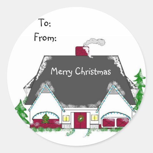 Prettig kerstfeest ronde sticker (Voorkant)