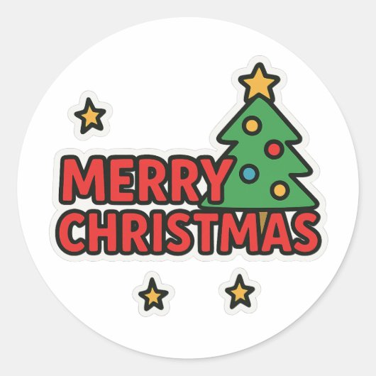 Prettig kerstfeest  ronde sticker (Voorkant)