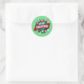 Prettig kerstfeest ronde sticker (Tas)