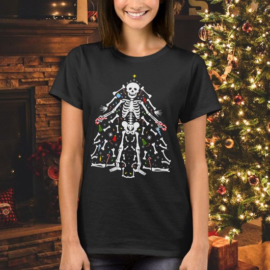 Prettig kerstfeest Röntgen-tech Kerstboom Skelet T-shirt