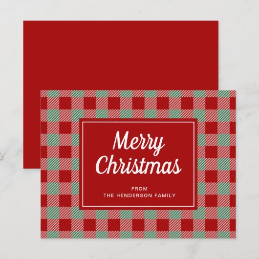 Prettig kerstfeest Rood Buffalo geruite patroon Va Briefkaart (Voorkant / Achterkant)