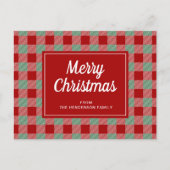 Prettig kerstfeest Rood Buffalo geruite patroon Va Briefkaart (Voorkant)