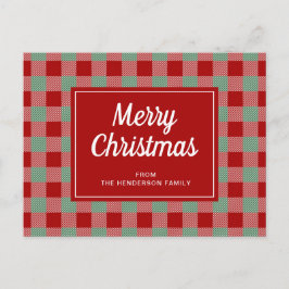 Prettig kerstfeest Rood Buffalo geruite patroon Va Briefkaart