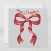 Prettig kerstfeest Rood Coquette Strik Meisjesacht Feestdagenkaart (Voorkant)