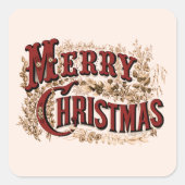 Prettig kerstfeest - Rood en Goud Vierkante Sticker (Voorkant)