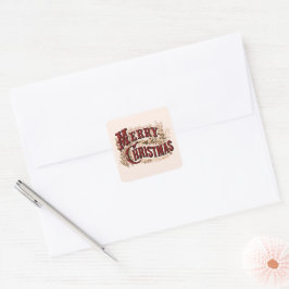 Prettig kerstfeest - Rood en Goud Vierkante Sticker