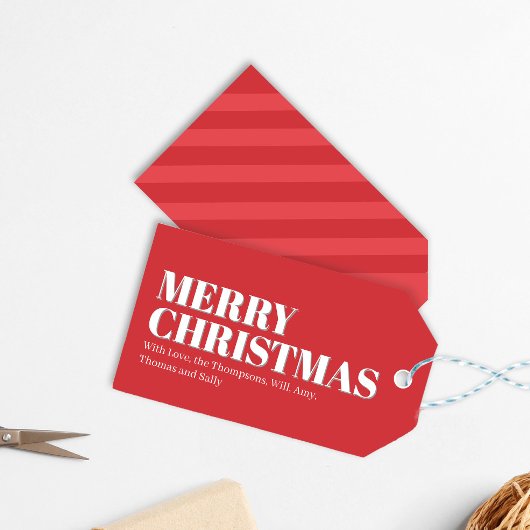 Prettig Kerstfeest Rood en Wit Aangepast Cadeaulabel