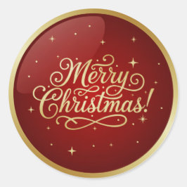 Prettig kerstfeest Rood Glanzend  Ronde Sticker