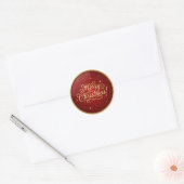 Prettig kerstfeest Rood Glanzend Ronde Sticker (Envelop)