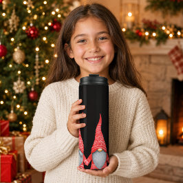 Prettig kerstfeest Rood Gnoompjes Zwarte Thermisch Thermosbeker
