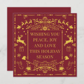 Prettig kerstfeest Rood & Goud Imitatie Kerstkaart Kaart (Voorkant / Achterkant)