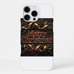 Prettig kerstfeest Rood & Goud iPhone 16 Pro Max H Hoesje