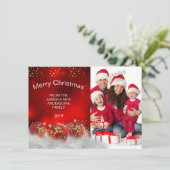 Prettig kerstfeest Rood Gouden Hulst kerstballen Kaart (Staand voorkant)