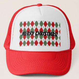Prettig kerstfeest! Rood groen argyle ruit Trucker Pet