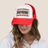 Prettig kerstfeest! Rood groen argyle ruit Trucker Pet (In situ)