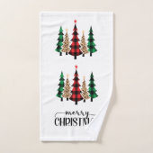 Prettig kerstfeest Rood Groen Geruit Bomen Bad Handdoek (Handdoek)