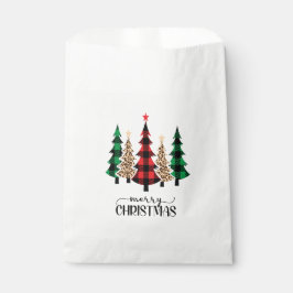 Prettig kerstfeest Rood Groen Geruit Bomen Bedankzakje