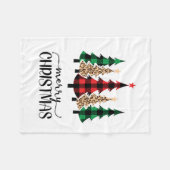 Prettig kerstfeest Rood Groen Geruit Bomen Fleece Deken (Voorkant (Horizontaal))