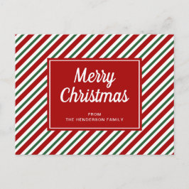 Prettig kerstfeest Rood Groen Gestreept Patroon Briefkaart