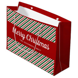 Prettig kerstfeest Rood Groen Gestreepte Patroon G Groot Cadeauzakje