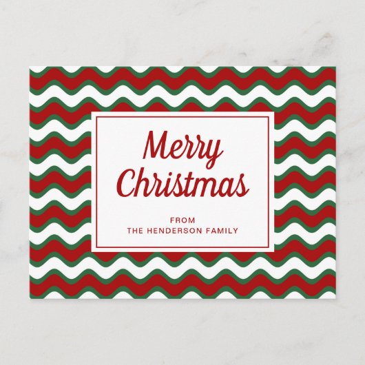Prettig kerstfeest Rood Groen Golf Strepen Briefkaart (Voorkant)