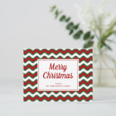 Prettig kerstfeest Rood Groen Golf Strepen Briefkaart (Staand voorkant)
