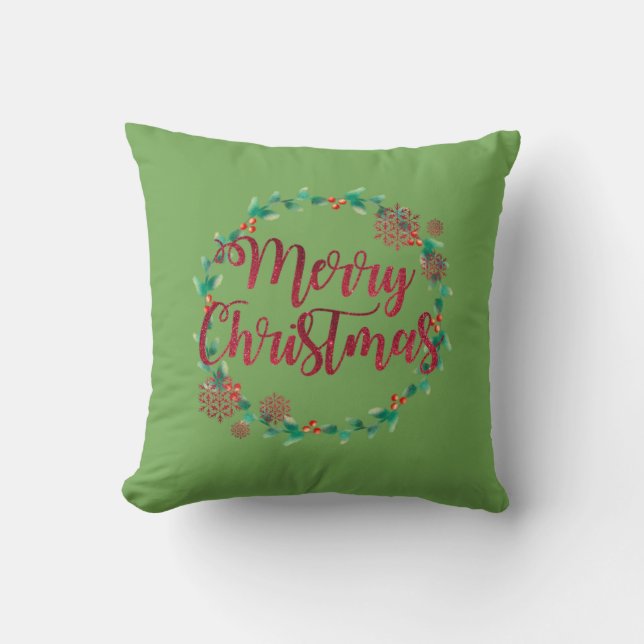 Prettig kerstfeest,Rood ,Groen Kussen (Voorkant)