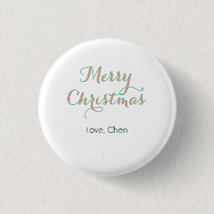 prettig kerstfeest rood groen naam liefde stijlvol ronde button 3,2 cm