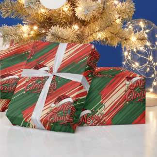 Prettig kerstfeest Rood Groen Patroon Inpakpapier